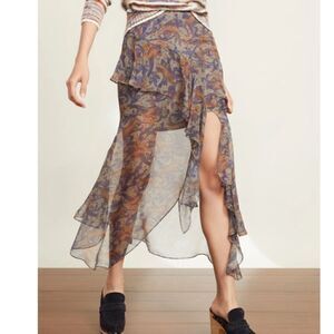 NWT Veronica Beard Trixie Illusion Asymmetrical Skirt Seafoam Green Size 12